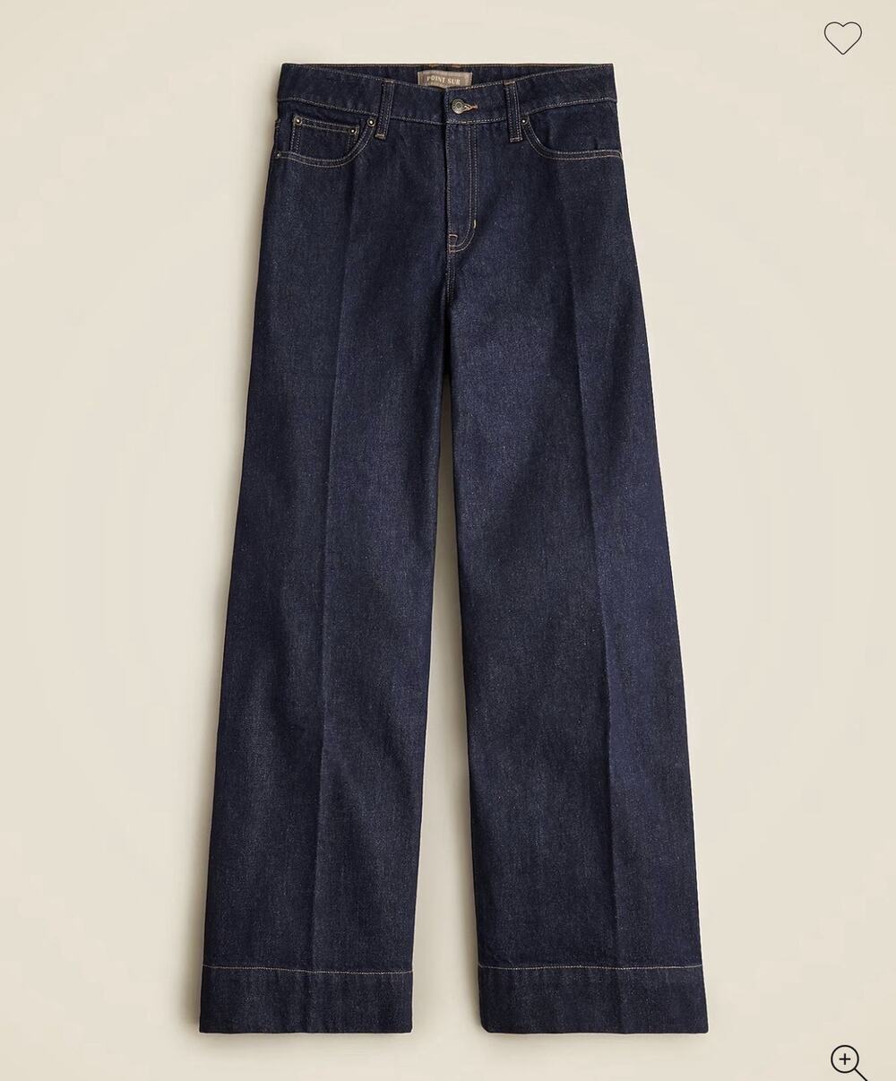 NEW Point Sur J Crew Puddle Jeans Relaxed Trouser Luxury Wide Leg Money Cotton